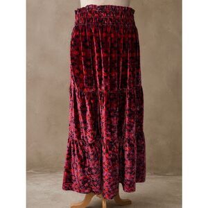 Anthropologie Sz M Somerset Maxi Skirt Nina Pace Velvet Edition Floral Burnout